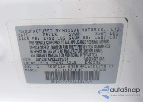 2014 Nissan Versa 1.6 S+ из США, поврежденный, VIN 3N1CN7APXEL831764